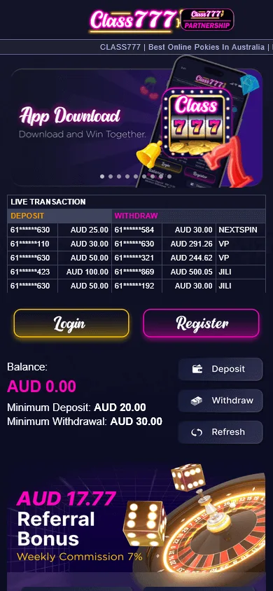 Class 777 Casino games accessed through a mobile browser on a smartphone